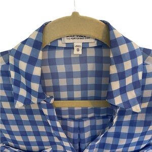 Gingham Sheer Button Up Blouse